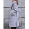imageBellivera Womens Fall Winter Coat Elegant Notched Lapel Single Breasted Trench Coat with Detachable Faux Fur CollarGrey