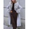 imageBellivera Womens Fall Winter Coat Elegant Notched Lapel Single Breasted Trench Coat with Detachable Faux Fur CollarGrey