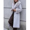 imageBellivera Womens Fall Winter Coat Elegant Notched Lapel Single Breasted Trench Coat with Detachable Faux Fur CollarGrey