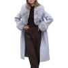 imageBellivera Womens Fall Winter Coat Elegant Notched Lapel Single Breasted Trench Coat with Detachable Faux Fur CollarGrey
