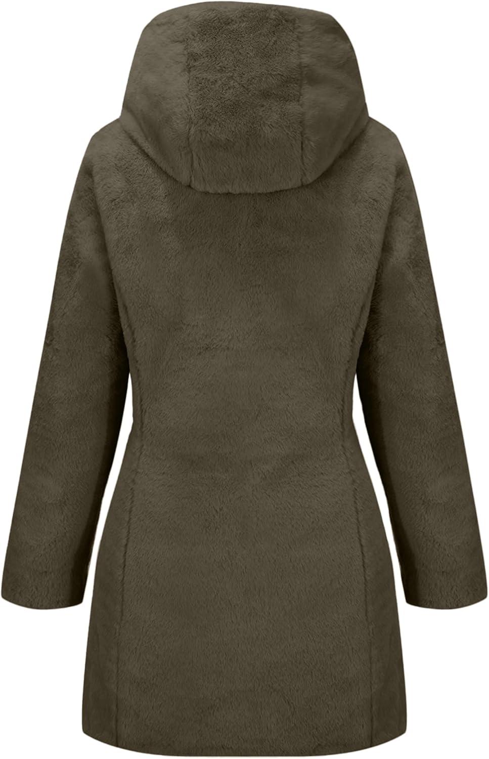 imageBellivera Women Reversible Faux Fur and Glossy Jackets WaterResistant Hooded Puffer CoatBrown Long