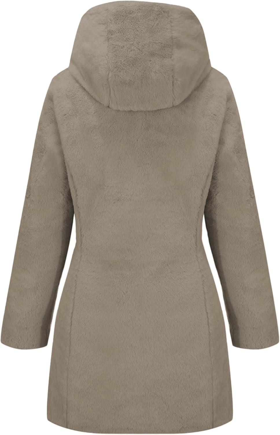 imageBellivera Women Reversible Faux Fur and Glossy Jackets WaterResistant Hooded Puffer CoatGold Long