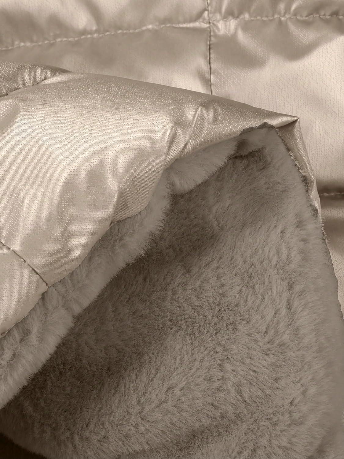 imageBellivera Women Reversible Faux Fur and Glossy Jackets WaterResistant Hooded Puffer CoatLight Gold