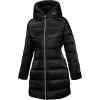 imageBellivera Women Reversible Faux Fur and Glossy Jackets WaterResistant Hooded Puffer CoatBlack Long