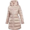 imageBellivera Women Reversible Faux Fur and Glossy Jackets WaterResistant Hooded Puffer CoatPink Long