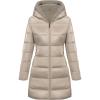 imageBellivera Women Reversible Faux Fur and Glossy Jackets WaterResistant Hooded Puffer CoatGold Long