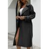 imageBellivera Women Trench Coat Long Loose Jacket Faux PU Leather Oversize Classic Lapel Overcoat with BeltBlack