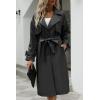 imageBellivera Women Trench Coat Long Loose Jacket Faux PU Leather Oversize Classic Lapel Overcoat with BeltBlack