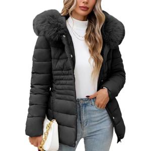 imageBellivera Womens Puffer Coats Sherpalined Jacket Thicken Overcoat with HoodBlack