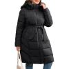 imageGeschallino Women Puffer Jacket Plus Size Long Parka Belted Winter Warm Hood CoatBlack