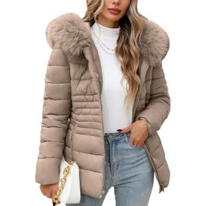 imageBellivera Womens Puffer Coats Sherpalined Jacket Thicken Overcoat with HoodBrown