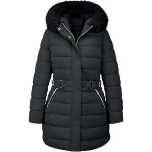 image:imageBellivera Womens Plus Size Puffer Coats Sherpalined Jacket Thicken Overcoat with HoodBlack