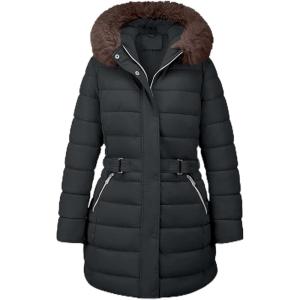image:imageBellivera Womens Plus Size Puffer Coats Sherpalined Jacket Thicken Overcoat with HoodBlackbrown