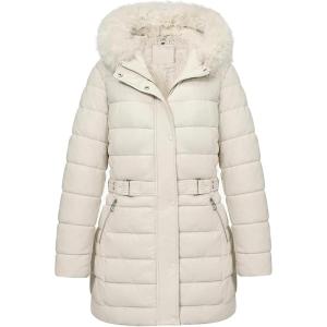 image:imageBellivera Womens Plus Size Puffer Coats Sherpalined Jacket Thicken Overcoat with HoodWhite
