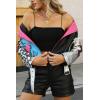 image:imageBellivera Faux Leather Jacket for Women Studded Rivet Floral Moto Biker Short Lapel CoatSliver Blue Pink