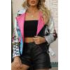 image:imageBellivera Faux Leather Jacket for Women Studded Rivet Floral Moto Biker Short Lapel CoatSliver Blue Pink