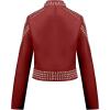 image:imageBellivera Womens Faux Leather Jacket Studded Rivet Casual Short Moto Biker Stand Collar CoatStand Collar Red