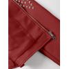 image:imageBellivera Womens Faux Leather Jacket Studded Rivet Casual Short Moto Biker Stand Collar CoatStand Collar Red