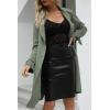 image:imageBellivera Womens Faux Suede Leather Jacket Spring and Winter Fashion Long Trench Coat Lightweight WindbreakerGrey