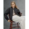 image:imageBellivera Womens Oversized Faux Leather Jackets Retro Zip Up Casual Bomber and Biker Jackets for Spring FallBlack Faux Leather Coat