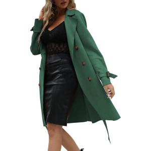 image:imageBellivera Womens Faux Suede Leather Jacket Spring and Winter Fashion Long Trench Coat Lightweight WindbreakerGreen