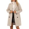 image:imageBellivera Womens Fall Winter Coat Elegant Notched Lapel Single Breasted Trench Coat with Detachable Faux Fur CollarBeige Overcoat
