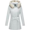 image:imageBellivera Womens Fall Winter Coat Elegant Notched Lapel Single Breasted Trench Coat with Detachable Faux Fur CollarBeigegray With Collar Coat