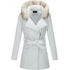image:imageBellivera Womens Fall Winter Coat Elegant Notched Lapel Single Breasted Trench Coat with Detachable Faux Fur CollarBeigegray With Collar Coat