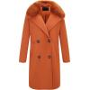 image:imageBellivera Womens Fall Winter Coat Elegant Notched Lapel Single Breasted Trench Coat with Detachable Faux Fur CollarBrown With Collar