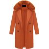 image:imageBellivera Womens Fall Winter Coat Elegant Notched Lapel Single Breasted Trench Coat with Detachable Faux Fur CollarBrown With Collar
