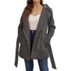 image:imageBellivera Womens Fall Winter Coat Elegant Notched Lapel Single Breasted Trench Coat with Detachable Faux Fur CollarGray Coat