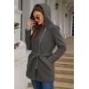 image:imageBellivera Womens Fall Winter Coat Elegant Notched Lapel Single Breasted Trench Coat with Detachable Faux Fur CollarGray Coat