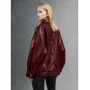 image:imageBellivera Womens Oversized Faux Leather Jackets Retro Zip Up Casual Bomber and Biker Jackets for Spring FallWine Oversized Coat