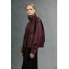 image:imageBellivera Womens Oversized Faux Leather Jackets Retro Zip Up Casual Bomber and Biker Jackets for Spring FallWine Stand Collar