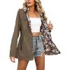 image:imageBellivera Women Reversible Lightweight Jacket Casual Windbreaker Outerwear Waterproof Outdoor Printed RaincoatBrown