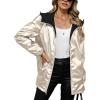 image:imageBellivera Womens Lightweight Coat Windbreaker Zip Up Long Sleeve Jacket Outdoor Raincoat with HoodGold Windbreaker