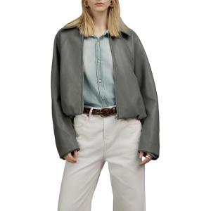image:imageBellivera Womens Oversized Faux Leather Jackets Retro Zip Up Casual Bomber and Biker Jackets for Spring FallGrey Faux Leather Coat