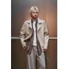 image:imageBellivera Mens Faux Leather Jacket Vintage Moto Biker Jacket Streetwear Coat with Zipper Pockets and Notch LapelBeige