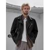 image:imageBellivera Mens Faux Leather Jacket Vintage Moto Biker Jacket Streetwear Coat with Zipper Pockets and Notch LapelBlack