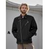 image:imageBellivera Mens Faux Leather Jacket Vintage Moto Biker Jacket Streetwear Coat with Zipper Pockets and Notch LapelBlack