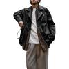 image:imageBellivera Mens Faux Leather Jacket Vintage Moto Biker Jacket Streetwear Coat with Zipper Pockets and Notch LapelBlack