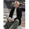 image:imageBellivera Mens Oversized Faux Suede Bomber Jacket ZipUp Casual Streetwear Lightweight Outerwear for Spring FallBlack