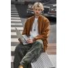 image:imageBellivera Mens Oversized Faux Suede Bomber Jacket ZipUp Casual Streetwear Lightweight Outerwear for Spring FallCamel