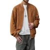 image:imageBellivera Mens Oversized Faux Suede Bomber Jacket ZipUp Casual Streetwear Lightweight Outerwear for Spring FallCamel