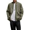 image:imageBellivera Mens Casual Bomber Jacket Windproof Relaxed Fit ZipUp Outerwear with Utility Pockets for Spring FallGreen