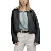 image:imageBellivera Womens Faux Leather Jacket 2026 Spring Oversized Bomber Biker Coat Vintage Casual LookBlack Faux Leather Coat