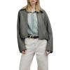 Grey Faux Leather Coat