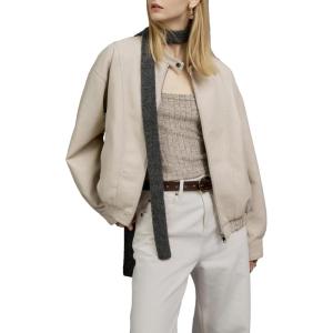 image:imageBellivera Womens Faux Leather Jacket 2026 Spring Oversized Bomber Biker Coat Vintage Casual LookBeige Casual Coat
