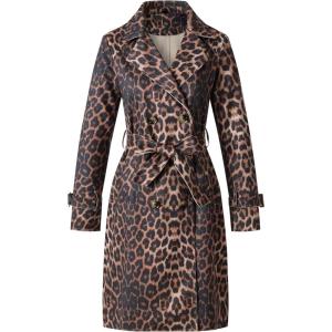 image:imageBellivera Womens Faux Suede Leather Jacket Spring and Winter Fashion Long Trench Coat Lightweight WindbreakerLeopard