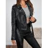 image:imageBellivera Womens Faux Leather Moto Jacket Studded Rivet Casual Short Slim Biker Punk CoatBlack Studded Jacket